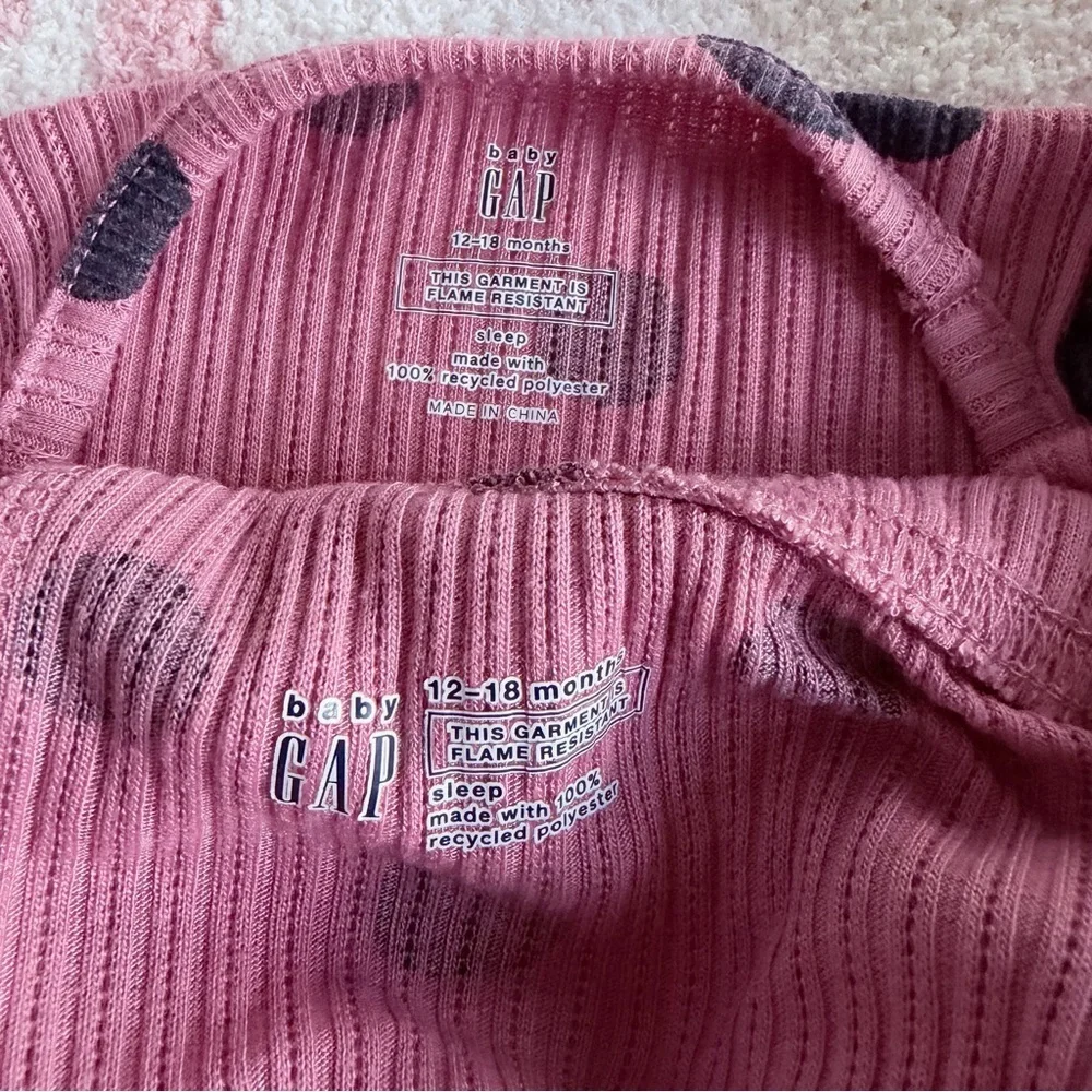 GAP Baby Recycled Pointelle Pink and Black Polka Dot Pajama Set